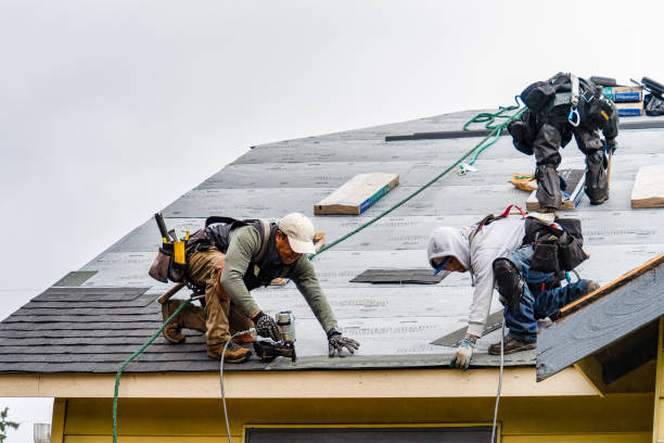Professional Gutter Installation technician working in South Windham, ME